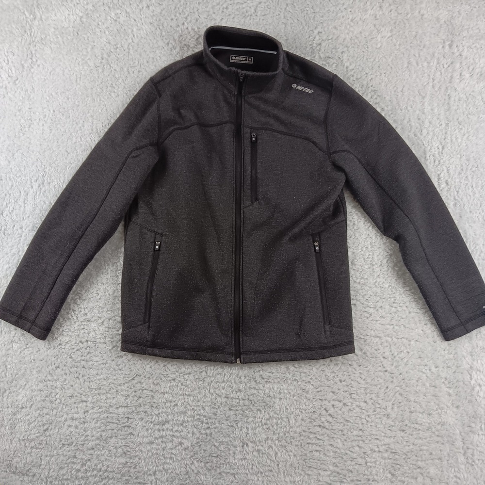 Hi-Tec Thermo Mens Full Zip Jacket Charcoal Heather Gray Mock Neck Size M